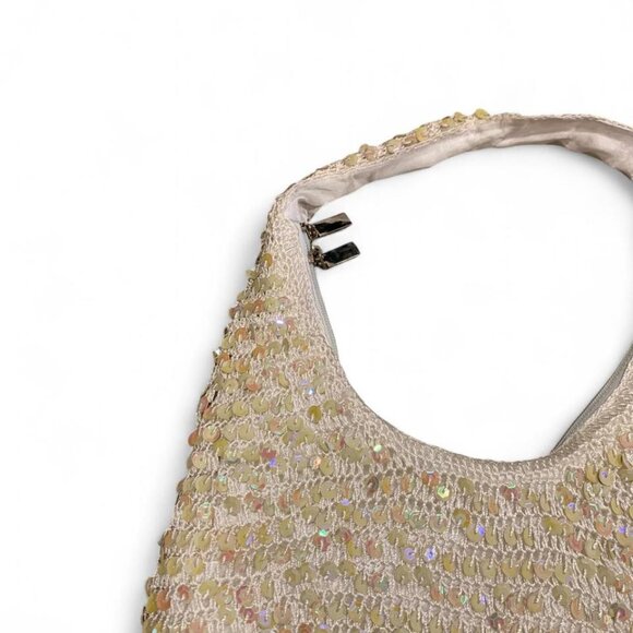 NWOT 2000s cream iridescent crochet sequin bag - Picture 3 of 4